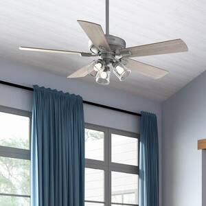 Crestfield 52 in. Indoor Matte Silver Ceiling Fan with Light Kit and Remote
