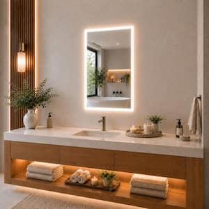 24 in. W x 36 in. H Rectangular Frameless LED Wall Bathroom Vanity Mirror