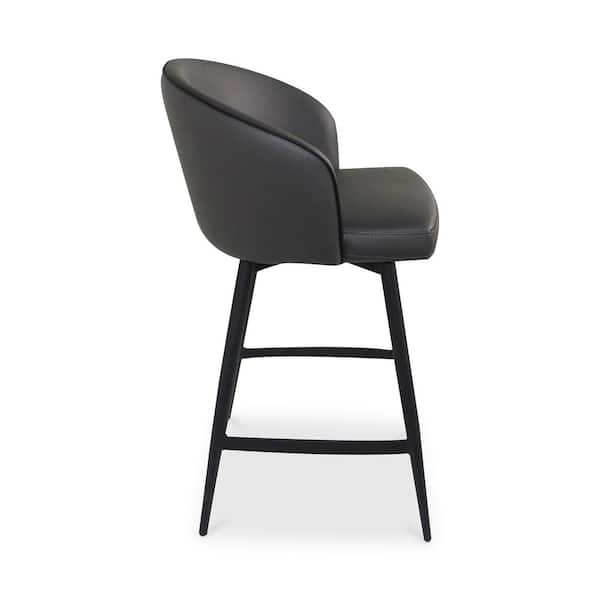 Ethan 27 in. Charcoal Grey Polyurethane Upholstery Swivel Seat Metal Counter Stool