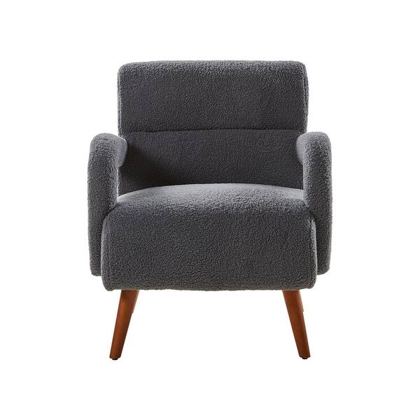JAYDEN CREATION Melanie Modern Boucle Armchair with Solid Wood Legs-Grey