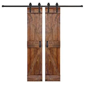 K Series 42 in. x 84 in. Carrington Finished DIY Solid Wood Double Sliding Barn Door with Hardware Kit