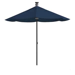 9 ft. Aluminium Smart Market Patio Umbrella in Indigo Blue with Remote Control, Wind Sensor, Solar Panel, LED Lighting