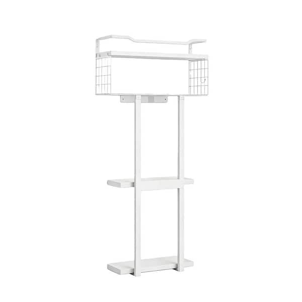 31 in. Towel Racks for Bathroom with Wood Plank, 6-Roll Towel Storage, Wall Mounted, Floating Shelf, White