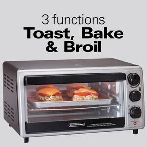 1500-Watt 6-Slice Silver Toaster Oven with Toast, Bake and Broil Settings