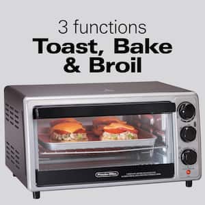1500-Watt 6-Slice Silver Toaster Oven with Toast, Bake and Broil Settings