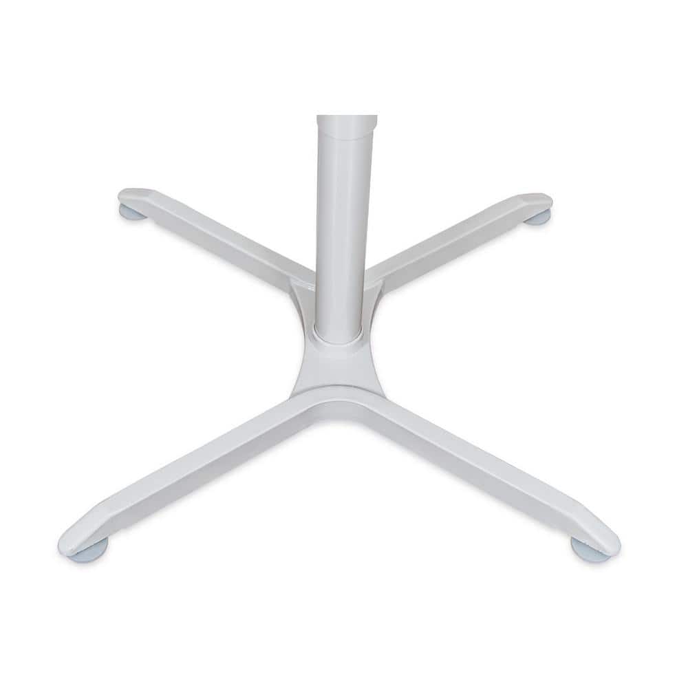 36" White Adjustable Height Square Cafe Table with Steel Base