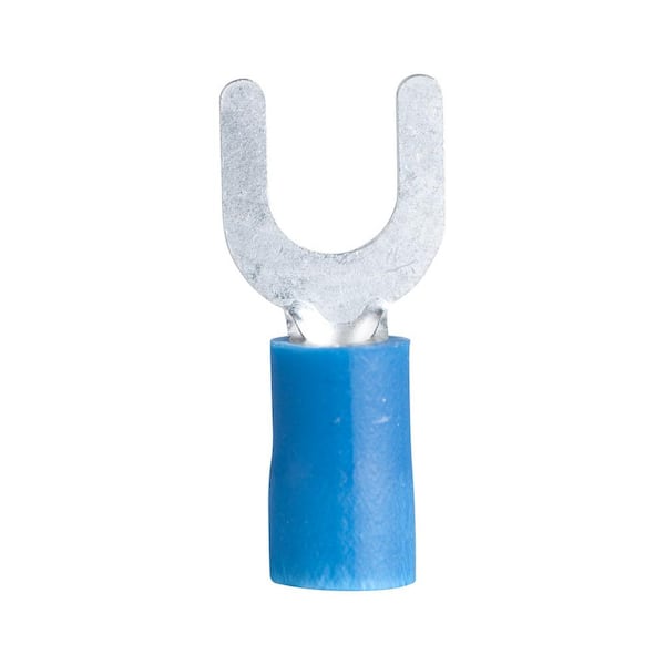 50 BLUE Insulated FORK Spade Terminal Connector #16-14 Gauge Wire AWG #6 Stud 