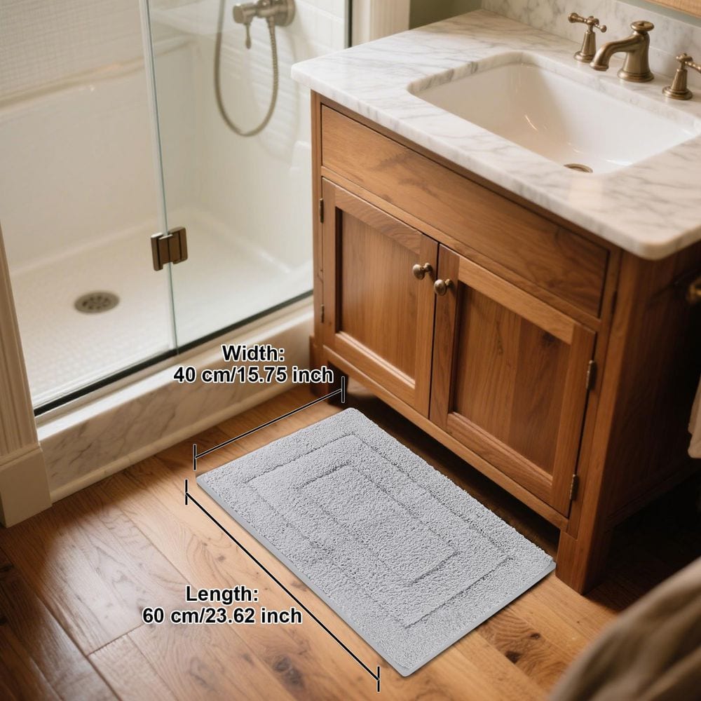 Jeedeson 15.75 in. x 23.62 in. Flocked Bath Rug Mat, Non Slip