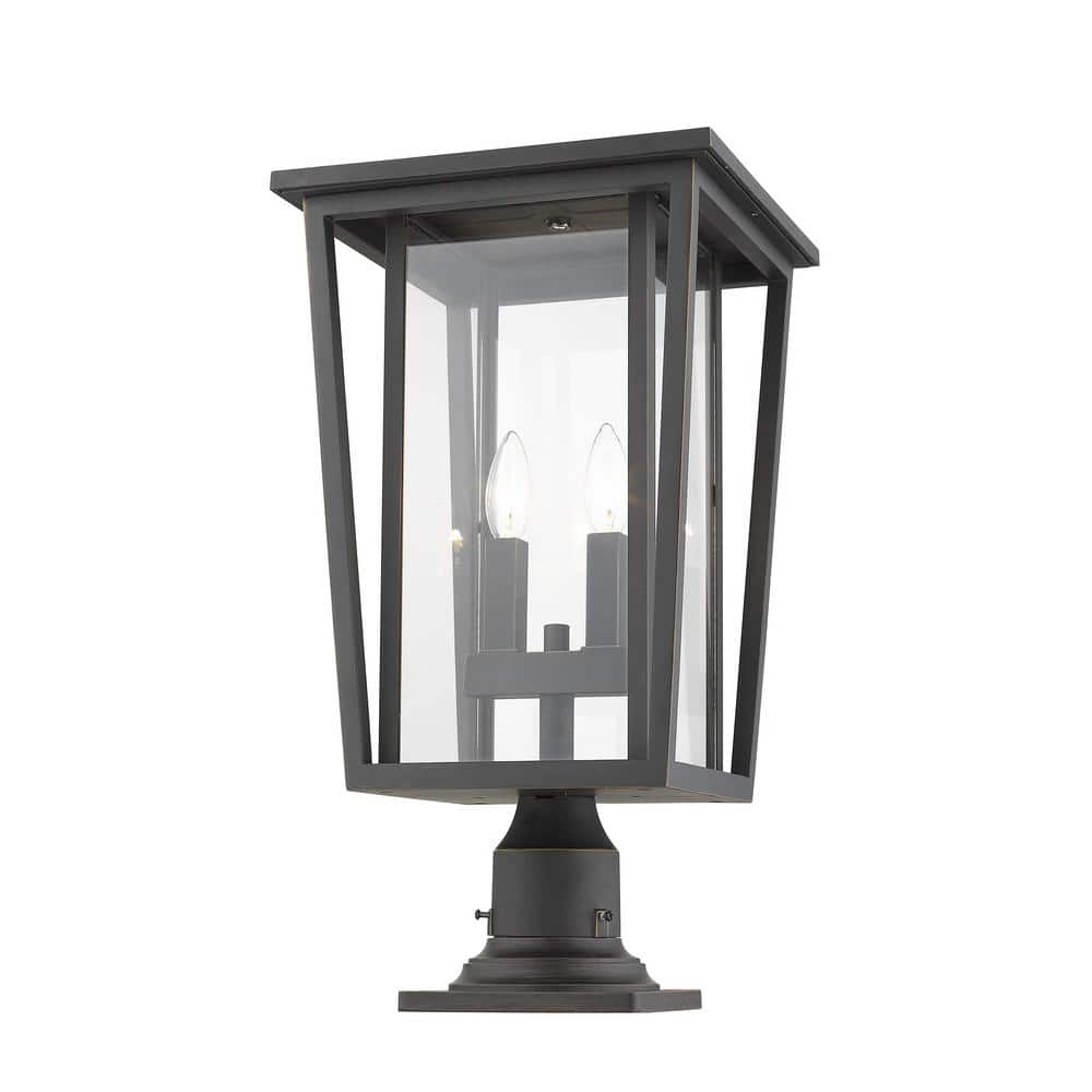 Seoul 21 .75 in. 2-Light Bronze Alumin.um Hardwired Outdoor Weather Resista