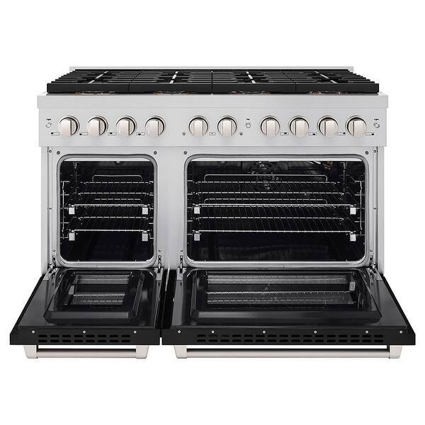 48 in. 6.7 cu. ft. Paramount Gas Range with 8 Burner DuoPro Cooktop and Dual Ovens with Black Matte Doors