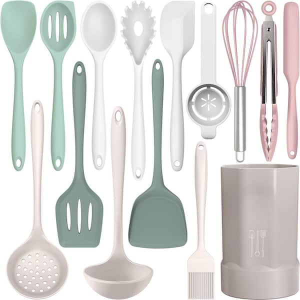 15-Piece Multicolor Silicone Cooking Utensils Set, 446°F Heat Resistant Kitchen Tools, Dishwasher Safe BPA-Free Set