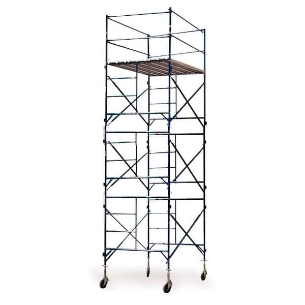 PRO-SERIES 16 ft.x7 ft.x5 ft. 3-Story Commercial Grade Rolling Scaffolding Tower with Stem Jacks and Casters 1500 lb. Load Capacity