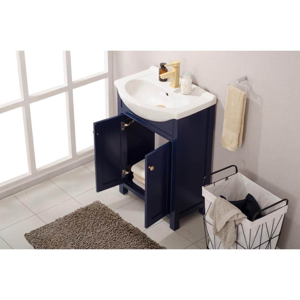 Marian 24" Blue Single Sink Vanity with Porcelain Countertop