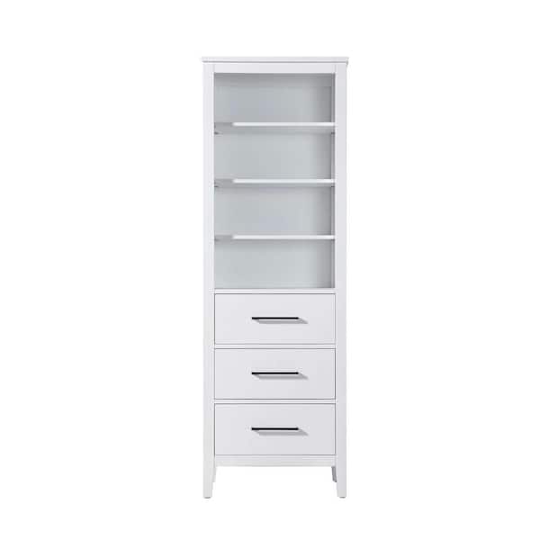 24 in. W x 18 in. D x 72 in. H White Freestanding Linen Cabinet