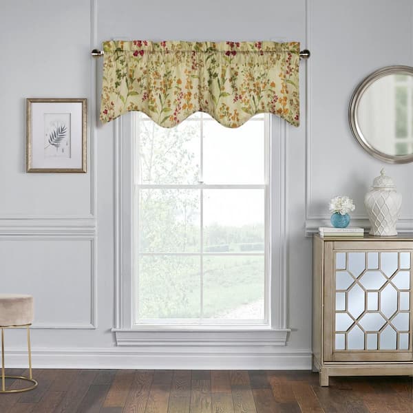 Habitat Rockport 50 in. W x 18 in. L Lined Light Filtering Pole Top Scalloped Valance in Natural
