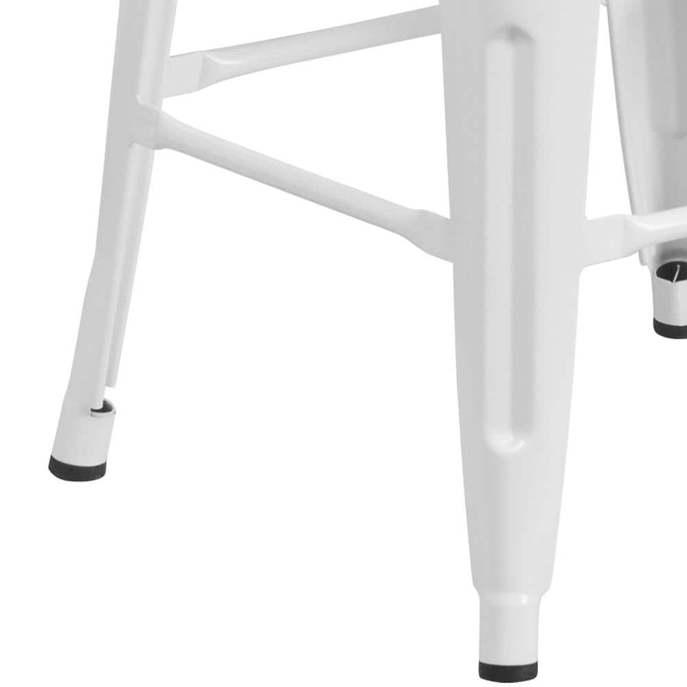 Modern Industrial 30" White Galvanized Steel Barstool