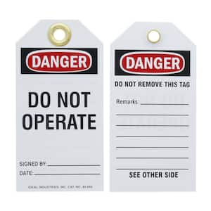 Lockout Tag, Standard, "Do Not Operate" (25 Bag)