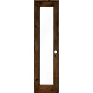 24 in. x 96 in. Rustic Knotty Alder Left-Hand Full-Lite Clear Glass Provincial Stain Wood Single Prehung Interior Door
