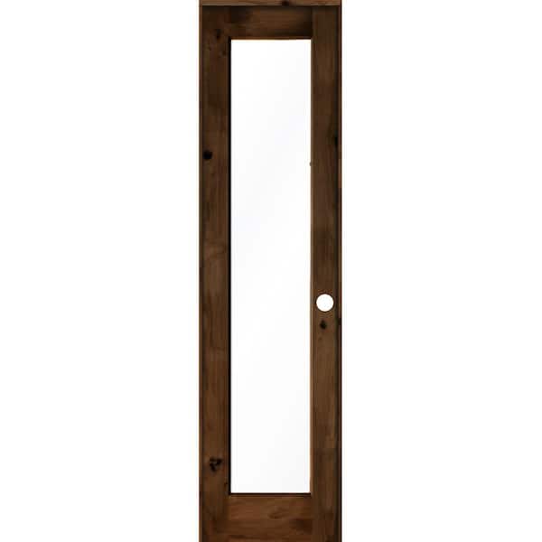 Krosswood Doors 24 in. x 96 in. Rustic Knotty Alder Left-Hand Full-Lite Clear Glass Provincial Stain Wood Single Prehung Interior Door
