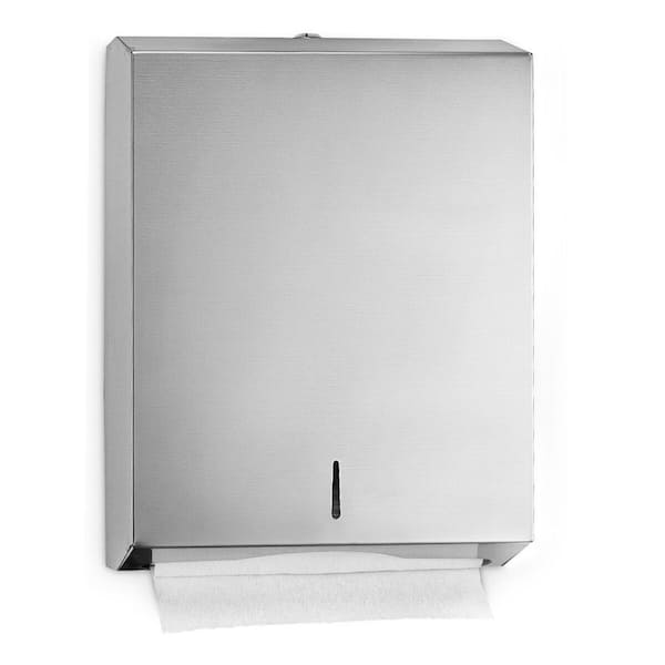 Alpine Industries Stainless Steel Commercial Center-Pull C-Fold/Multi-Fold Wall-Mount Paper Towel Dispenser in. Brushed Stainless Steel