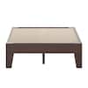 Wood frame platform bed with wooden slats shown from the front.
