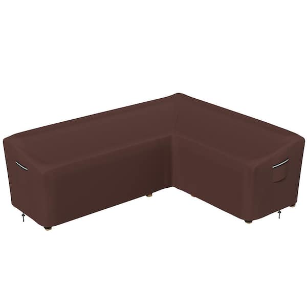 Gasadar Waterproof Brown Patio 104 in. L x 83 in. W, L-Shaped Sectional Lounge Set Cover Outdoor Furniture Cover Right Facing