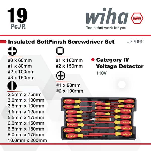 Wiha 1000-Volt Insulated SoftFinish Screwdriver and Cat III