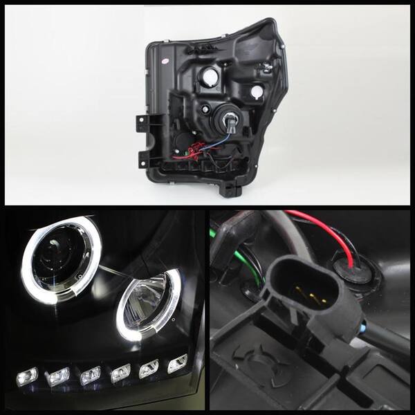 Autozensation Black LED Tube Headlights For Ford F250 F350 F450 Super Duty 2011-2016 - Pair