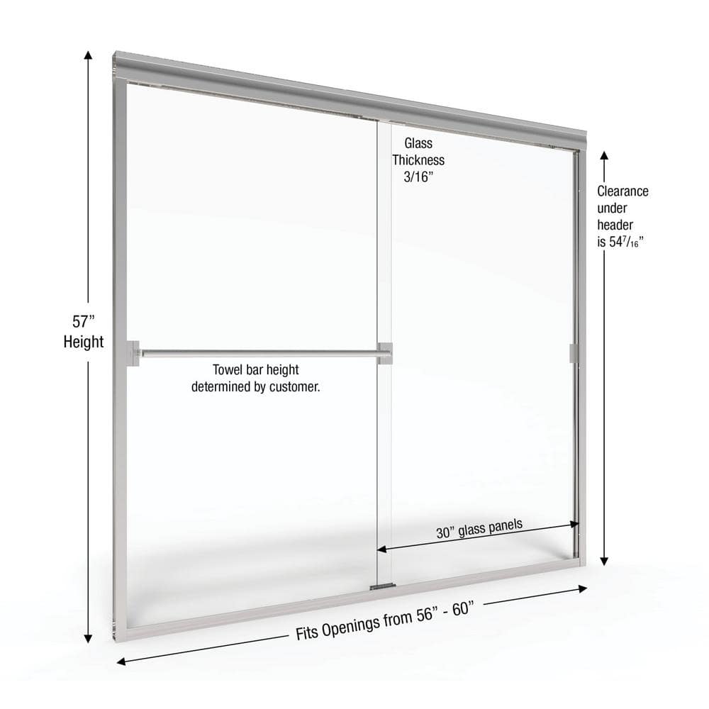 Classic Brushed Nickel Semi-Frameless Sliding Shower Door