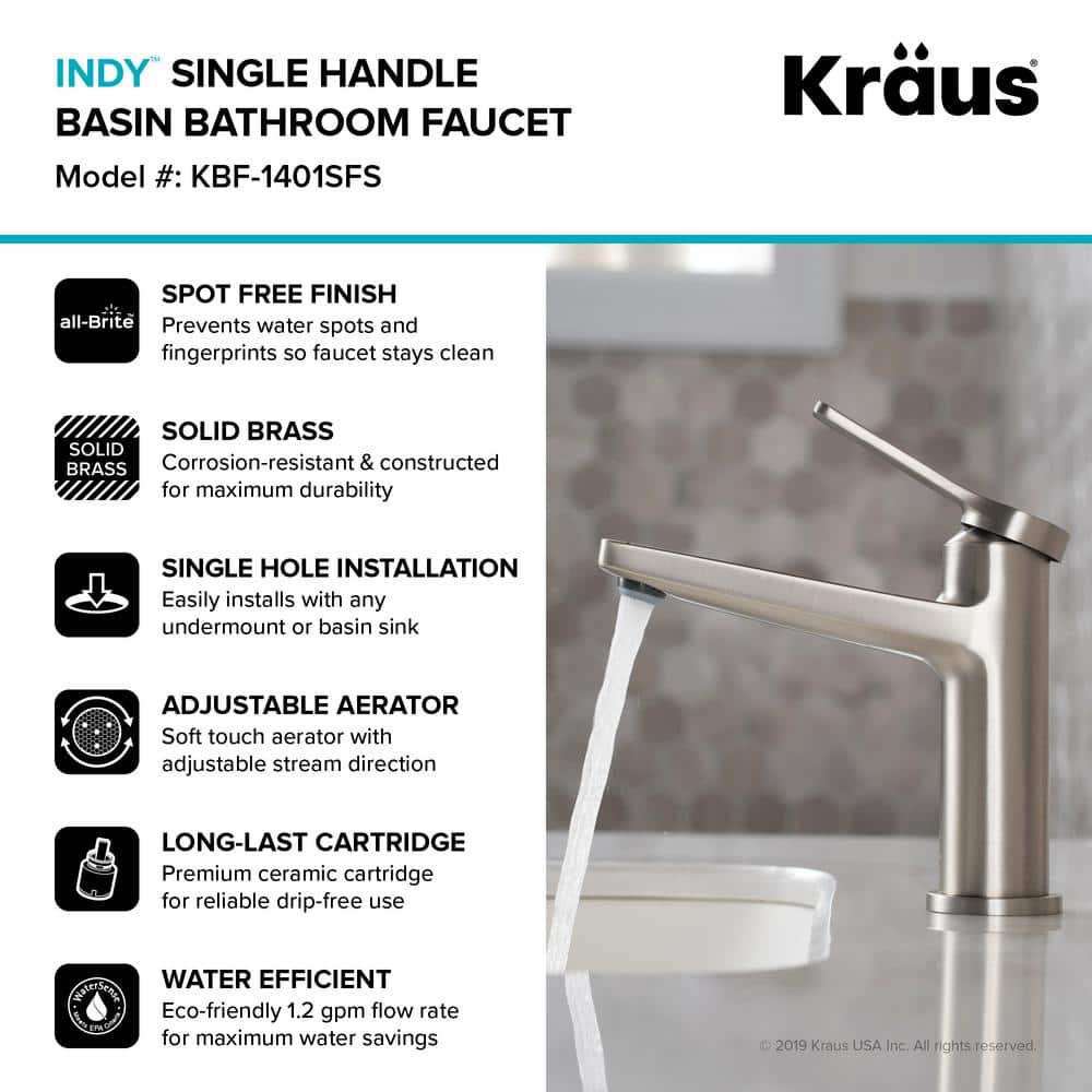 Indy Spot-Free Stainless Steel Slim Bathroom Faucet