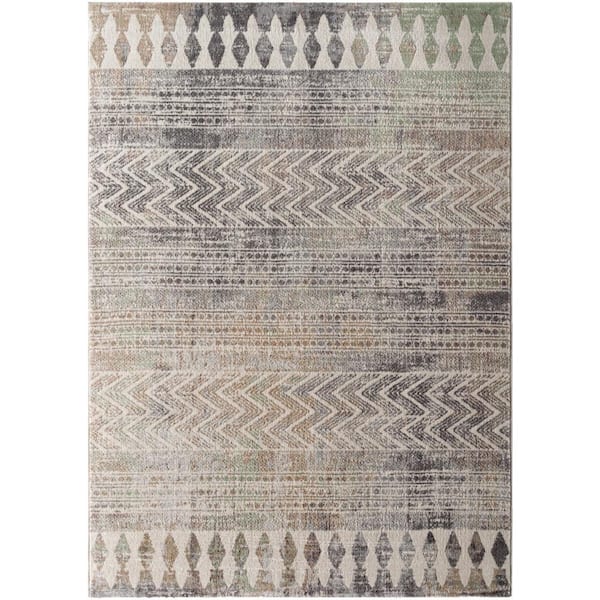 Haruhi Cream/Gray 8 ft. x 12 ft. Indoor/Outdoor Area Rug