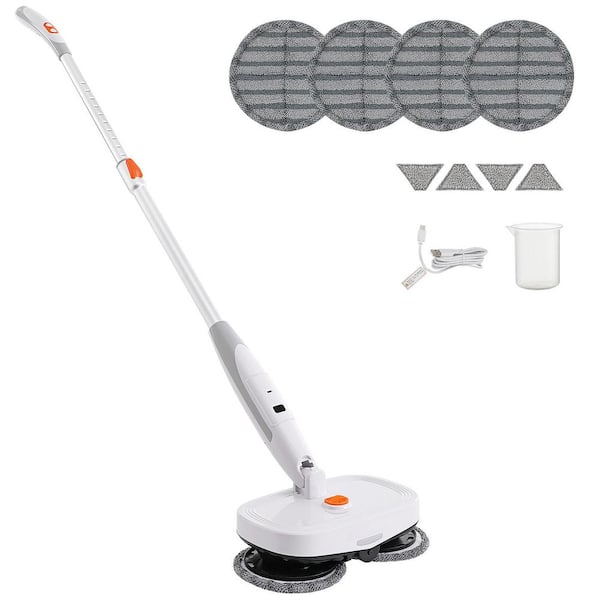 Cordless Electric Mop with Water Tank, Dual Mop Heads, 4-Microfiber Pads & Trapezoid Microfiber Pads for 40-Mins Battery