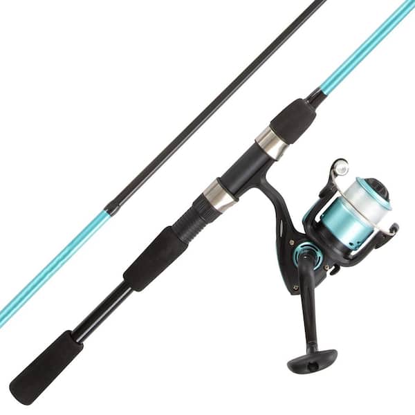 Trademark Games Turquoise 6 ft. Fiberglass Fishing Rod and Reel Combo - Portable 2-Piece Pole with 2000 Aluminum Spinning Reel