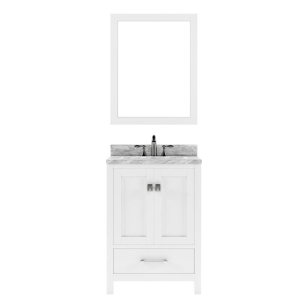 Virtu USA Caroline Avenue 24 in. W x 22 in. D x 35 in. H Single Sink Bath Vanity in White with Marble Top -  GS524WMROWH02NM