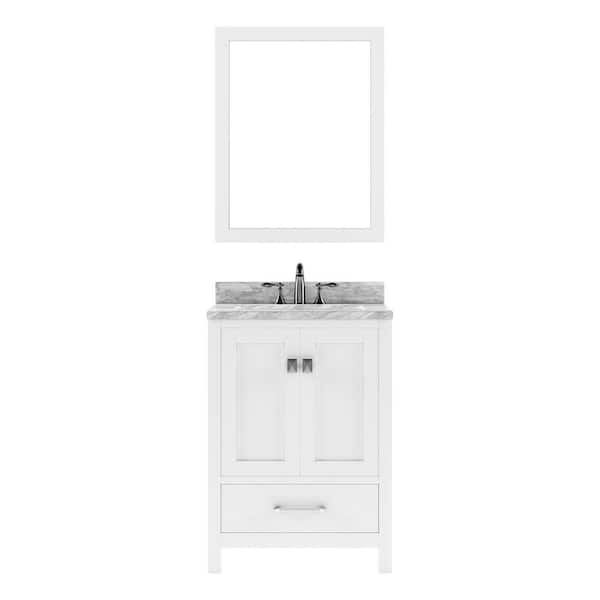 Virtu USA Caroline Avenue 24 in. W x 22 in. D x 35 in. H Single Sink Bath Vanity in White with Marble Top