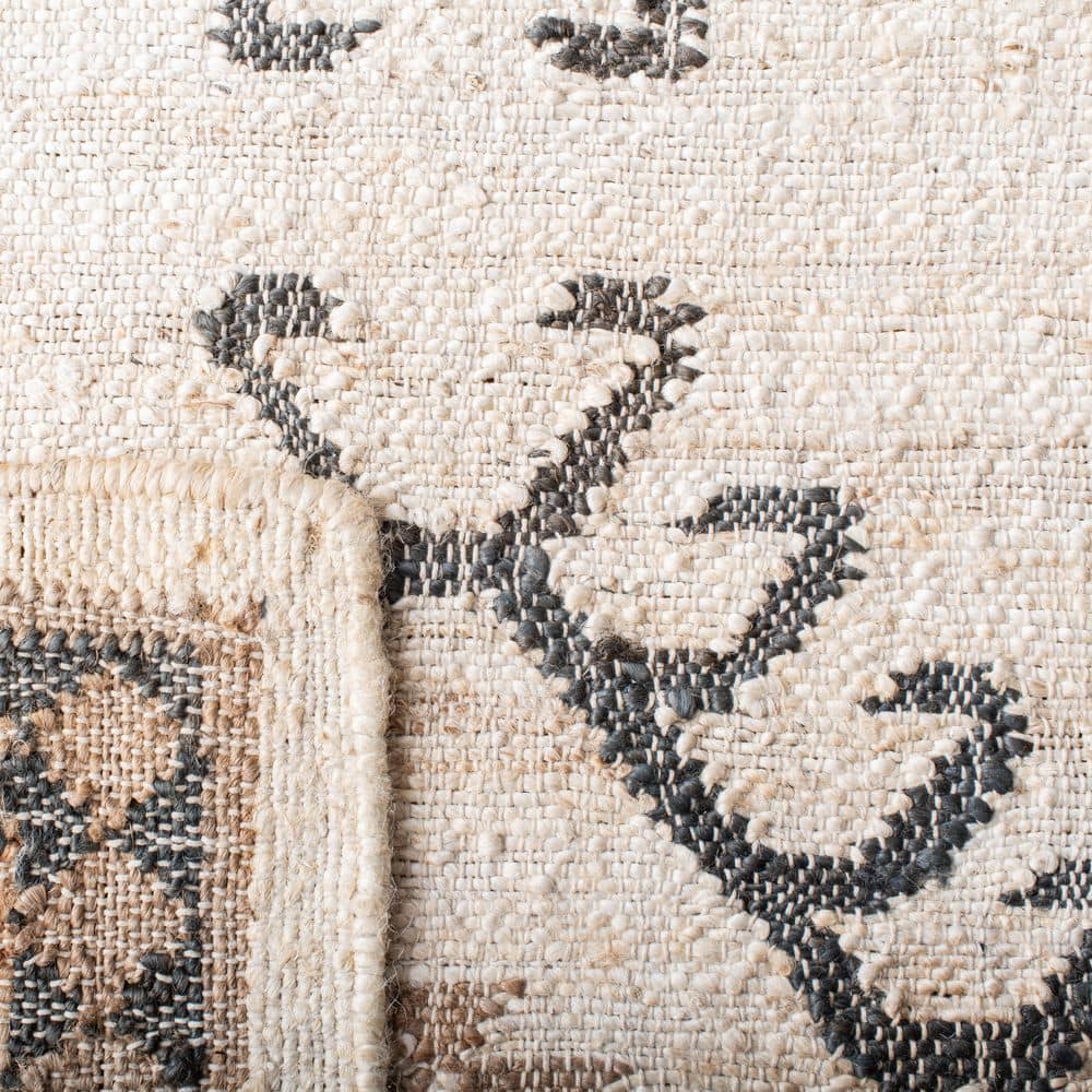 Bohemian Nomad Black & Ivory Handwoven Kilim Square Rug - 7'