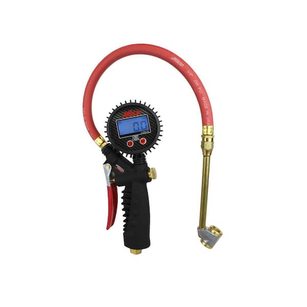 Pro Digital Pistol Grip Inflator Gauge with Large Bore Dual Chuck and 15 in. Hose