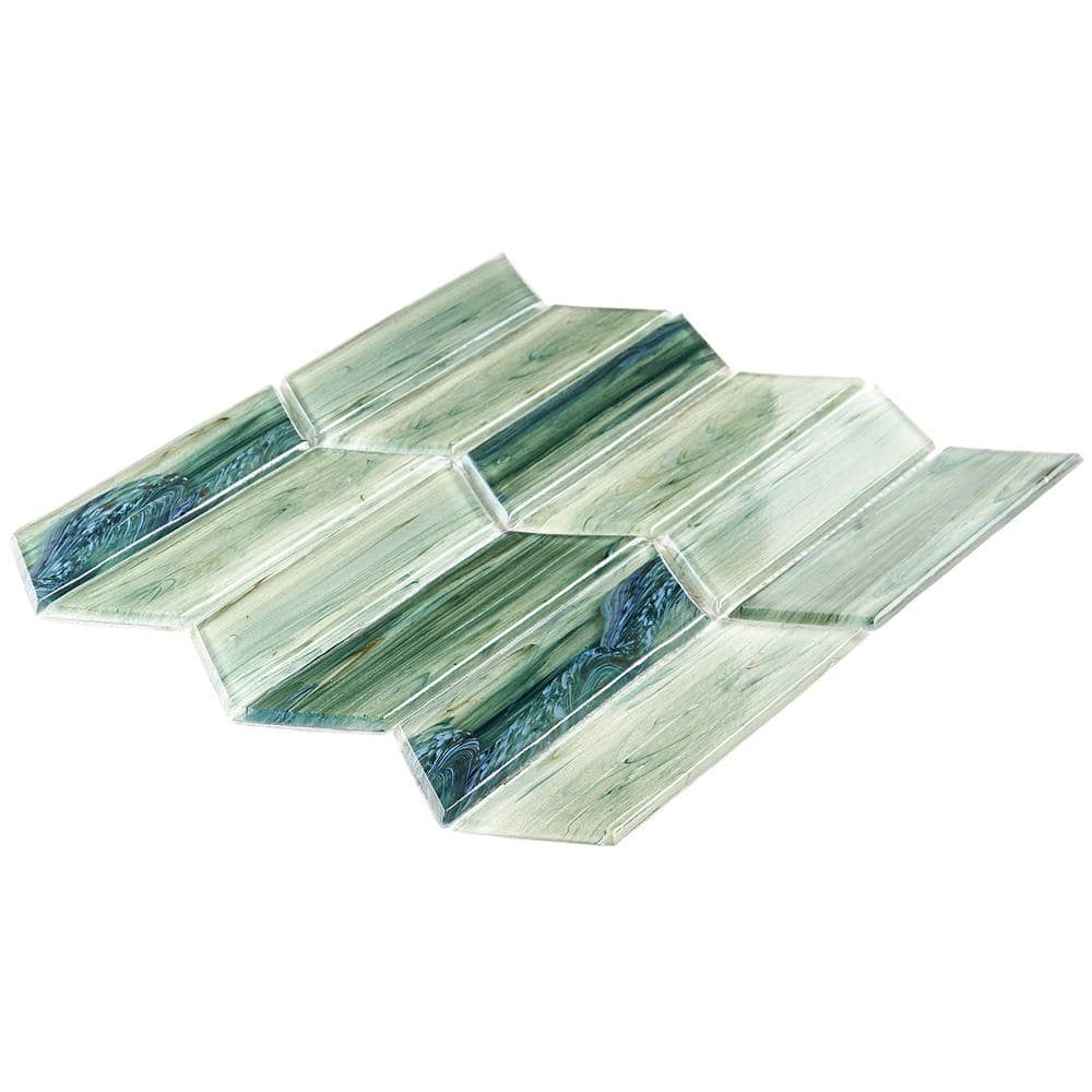 Tara Green Chevron Glass Mosaic Wall Tile