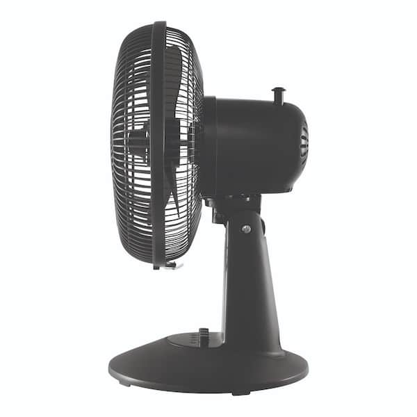 12 in. 3-Speed Oscillating Personal Desk Fan with Tiltable Head in Black