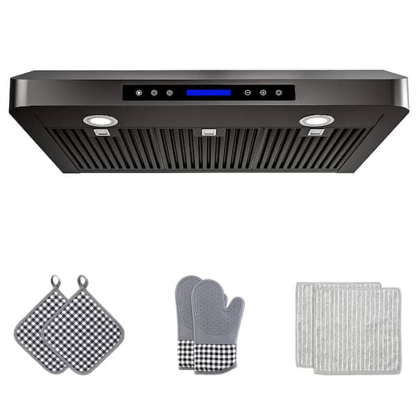42 in. 400 CFM Ducted Under Cabinet Range Hood with 3 Venting Options, Remote, Touch Control LCD in Black