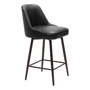 Keppel 26.4 in. Solid Back Plywood Frame Swivel Counter Stool with Faux Leather Seat