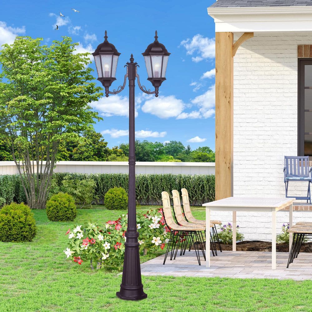 Hathshire 2-Light Bronze Cast Aluminum Hardwired Outdoor Waterproof Post Light Set With No Bulbs Included price history on PriceWatchPro