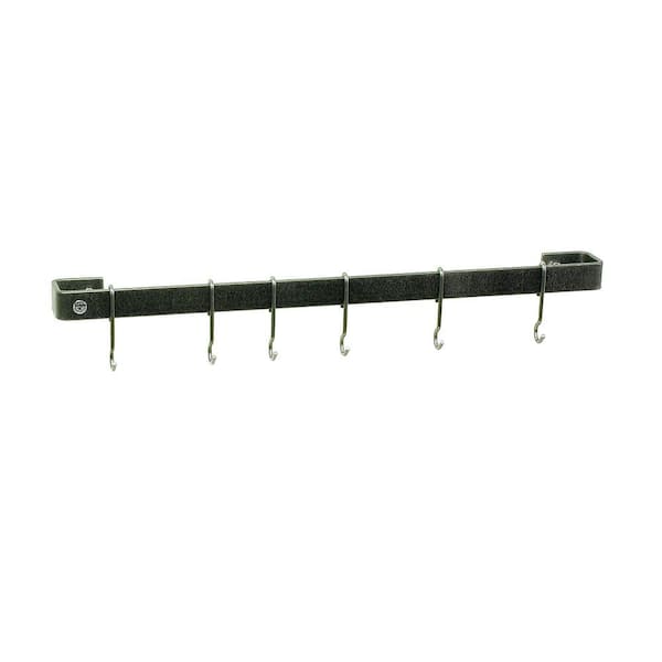 Handcrafted 24 in. Hammered Steel Wall Rack Utensil Bar with 6-Hooks