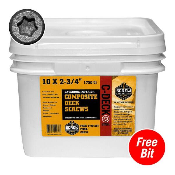 DeckLok #10 x 2-3/4 in. Star Drive Self-Countersinking Flat Head ACQ Compatible Gray Composite Deck Screws (1750 per Pack)