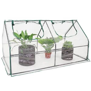 Sunnydaze 5 ft. 11 in. x 2 ft. 11 in. x 2 ft. 11.5 in. Portable Mini Cloche Greenhouse with Zippered Doors - Clear