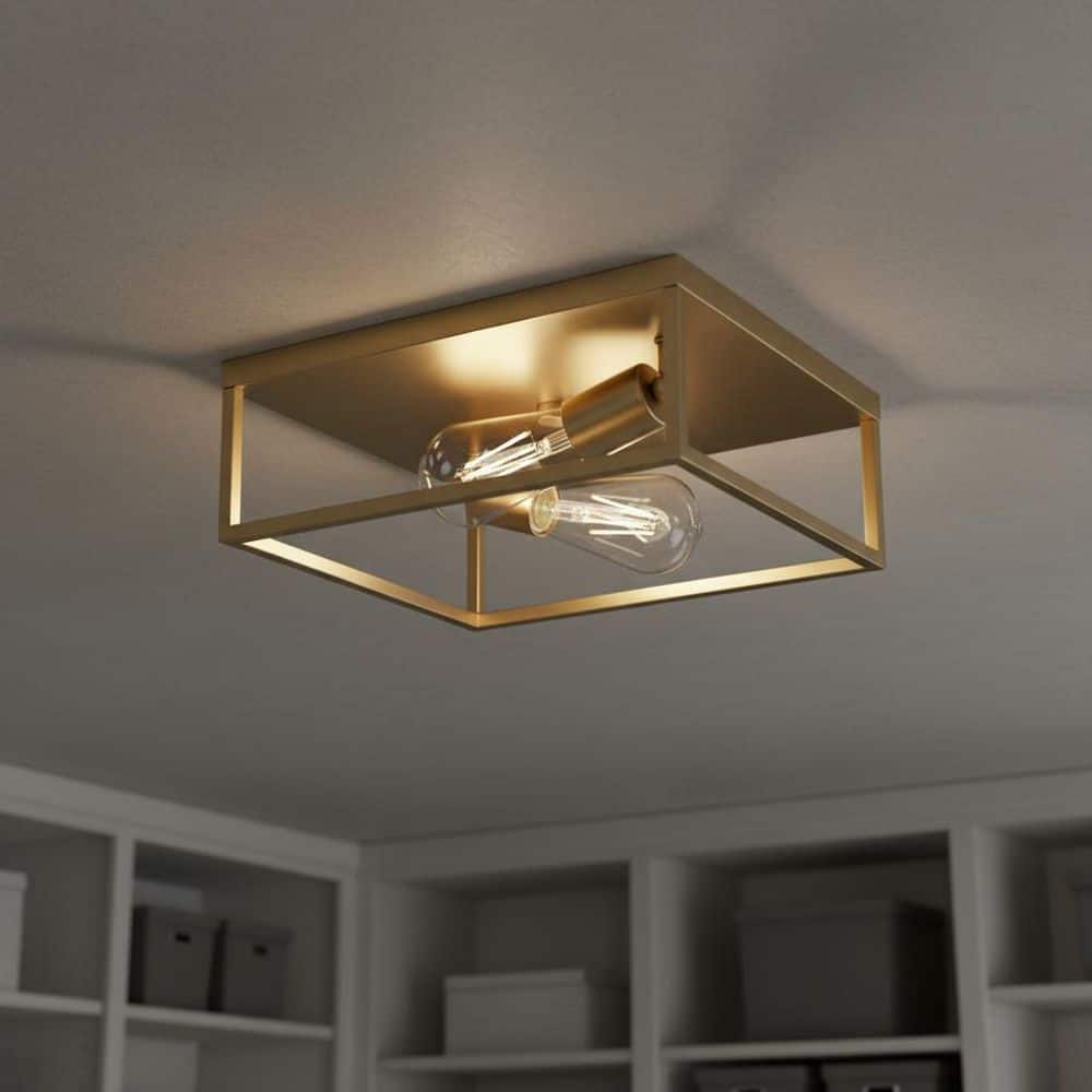 12 in. 2-Light Gold Luxury Ceiling Light, Mid-Century Modern Flush Mount Fixture for Bedroom or Living Room price history on PriceWatchPro