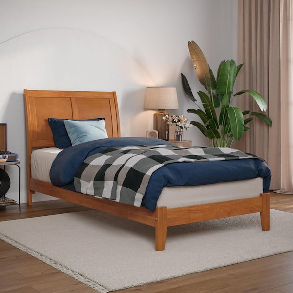 AFI Portland Light Toffee Natural Bronze Solid Wood Frame Twin XL Low Profile Platform Bed