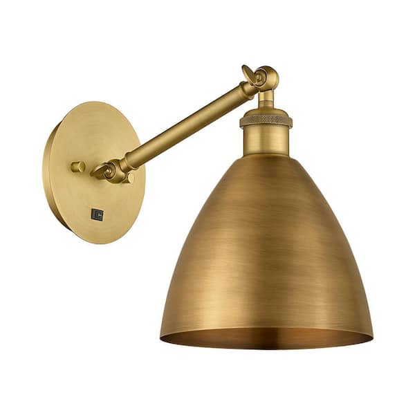 Metal Bristol 1-Light Brushed Brass Wall Sconce with Brass Metal Shade