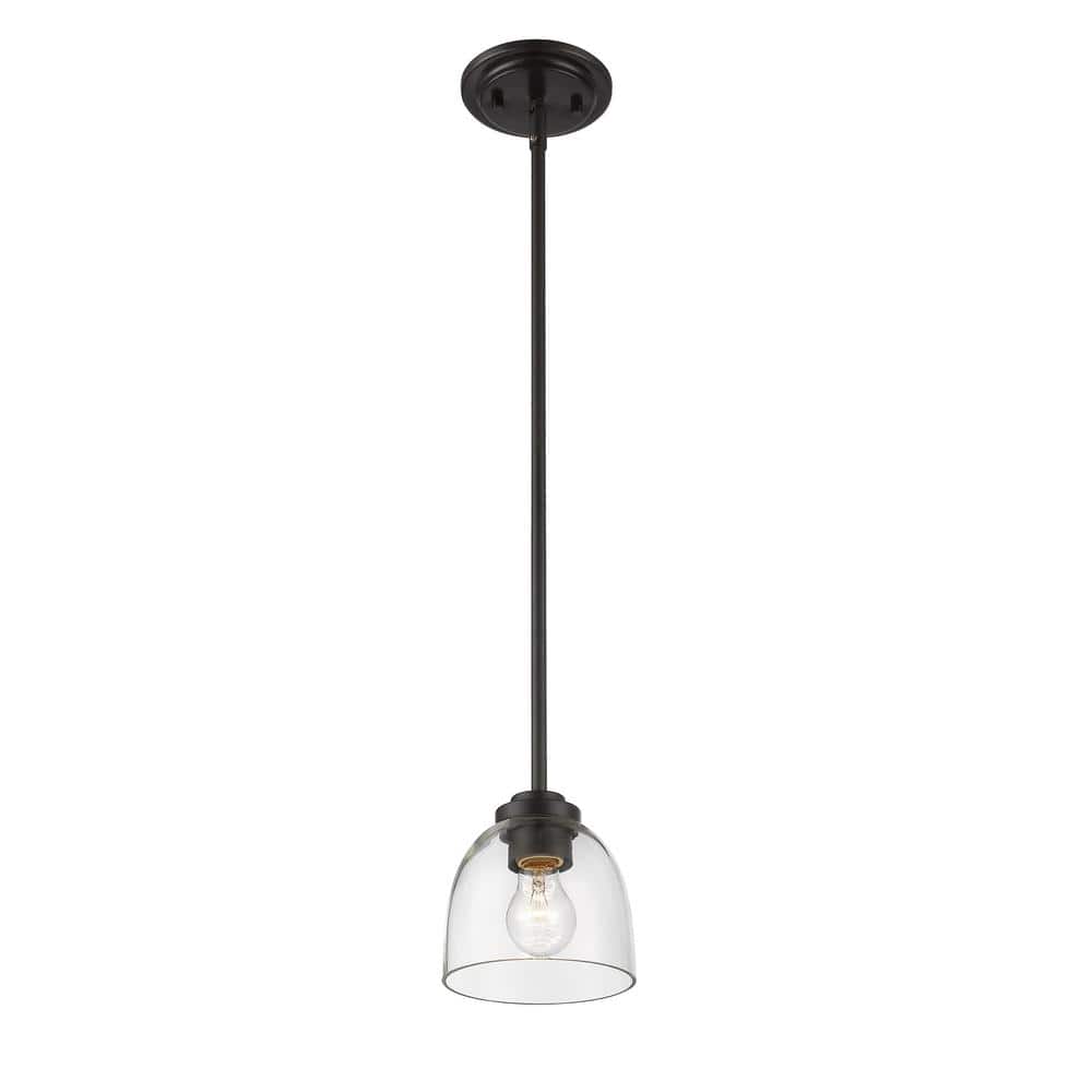 Coastal Curve 6" Mini Pendant with Clear Glass Bowl and Bronze Finish
