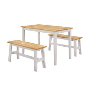 Manhattan White Table with 2-Benches